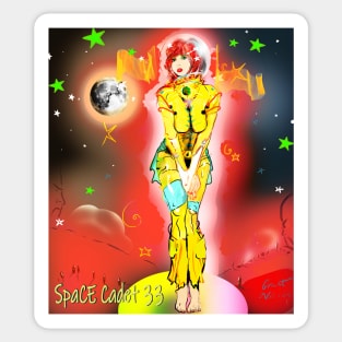 Psychedelic Rocket. Female Figure illustration. Sticker